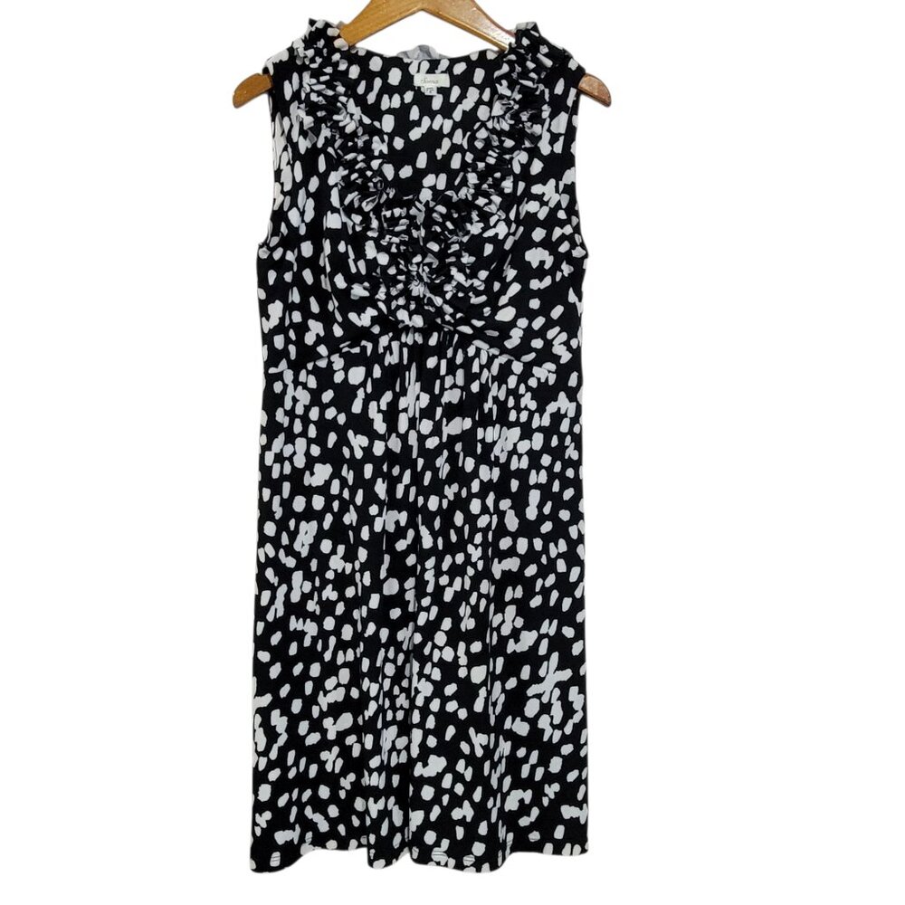 Soma Twist Jersey Dress Womens Small Ruffle Black White Empire Mob Wife Classic